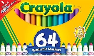Crayola Washable Broad Line Marker Variety Set (64ct), Ultra-Clean, Wind...