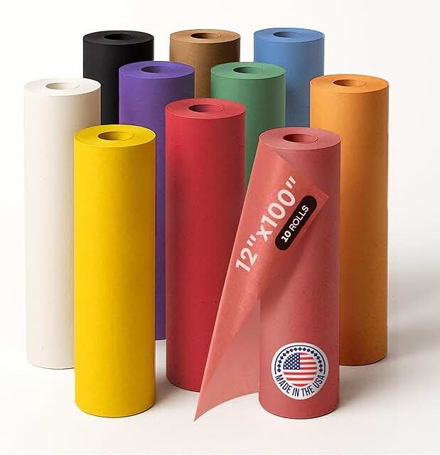 Assorted Colors Kraft Paper, Set of 10 Rolls 12