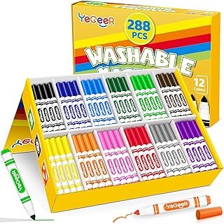 Washable Markers Bulk, 12 Assorted Colors, 288 Count Washable Markers fo...
