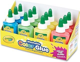 CRAYOLA Washable Color Glue PK Tray, us:one size, Multicolor 12/Pkg