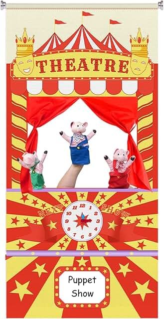 Doorway Puppet Theater with Adjustable Rod & Whiteboard – Foldable Hangi...