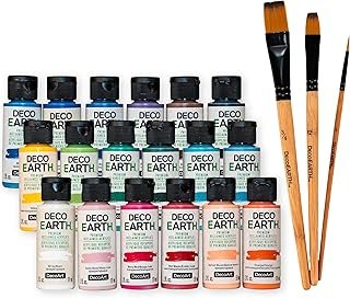 DecoArt DecoEARTH Sustainable Acrylic Paint Set – 18 Bottles (2 fl oz) +...