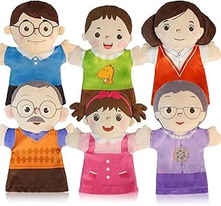 6 Pcs Family Hand Puppets for Kids 9.8 Inch Family Members Puppet Set Mo...