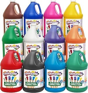 Colorations Paraben-Free Washable Tempera Paint for Kids - Set of 12 Col...