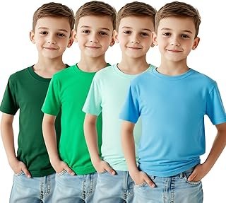 Kids Boy Basic Plain Cotton T-Shirts Short Sleeve Crew Neck Summer Tees ...