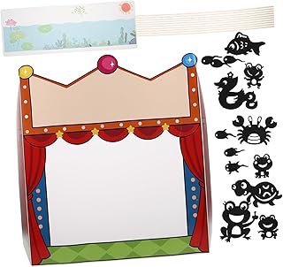 Shadow Puppet Theater Kit for Kids DIY Craft Set with Portable Paper Sta...