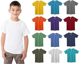 12 Pack Kids Cotton Tshirts Bulk, Wholesale Unisex Children Tees, Lightw...