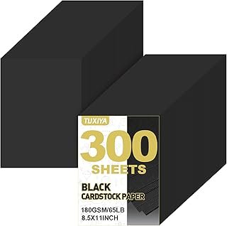 300 Sheets Black Cardstock Paper,8.5 x 11 Inch Cardstock Paper,180 GSM/6...