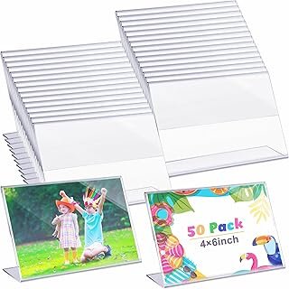 Soaoo 50 Pcs Acrylic Picture Frames Bulk 4 x 6 Inch Plastic Sign Holder ...