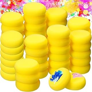 Zhehao 100 Pcs Round Painting Sponge 3 Inch Yellow Synthetic Artist Spon...