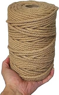 328 Feet Jute Rope, 6mm 4-Ply Thick Jute Twine String for Floristry, DIY...