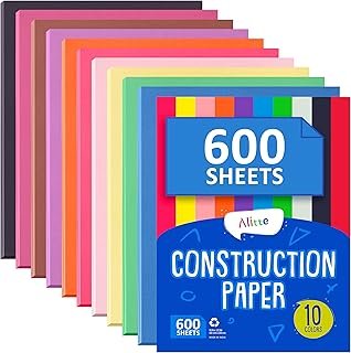 Alitte Construction Paper Assorted Colors - (600 Sheets, 9x12), Craft Pa...