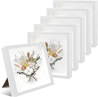 6 Pack 8 x 8 Inches Shadow Box Frame, 3D Wood Frame Memory Display Cases...