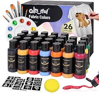 Colorful Permanent Fabric Paint, 26 Colors Soft Fabric Paint in Bottles ...