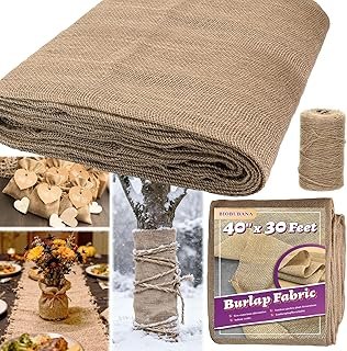 40'' x 30 Feet Burlap Fabric Roll 10 Yard, Natural Jute Fabric for Winte...