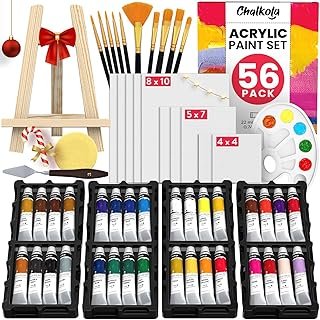 Chalkola Acrylic Paint Set for Adults & Kids - 56 Pcs Canvas Painting Ki...