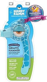 Handy Famm Real Metal Blue Giraffe Hammer for Kids, Patented Safety Mout...