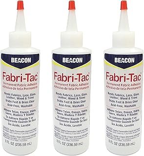 Three-Pack Beacon Fabri-Tac Permanent Adhesive, 8 Ounce