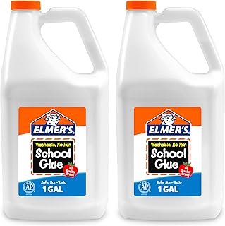 Elmer's White Liquid School Glue, 1 Gallon 2 Count, Washable, #1 Teacher...