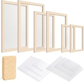 Caydo 3 Pieces Paper Making Frame Kit, Papermaking Mould and Deckle with...