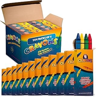 Bedwina Bulk Crayons - 576 Crayons - Case of 144 4-Packs, Premium Colors...