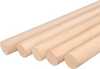 Wooden Dowel Rods 7/8 x 24 Inch Round Unfinished Hardwood Craft Sticks f...