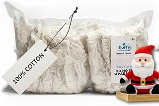Fluffy Natural Cotton Stuffing – 1 lb Bag – Soft, Fluffy & Raw Cotton Fi...