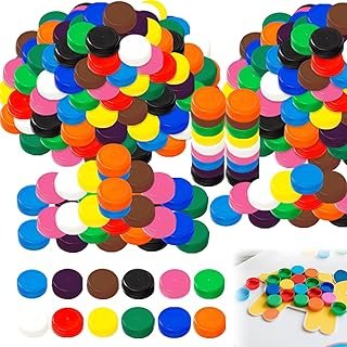 600 Pcs Colorful Plastic Bottle Caps for DIY Craft Assorted Colors Small...