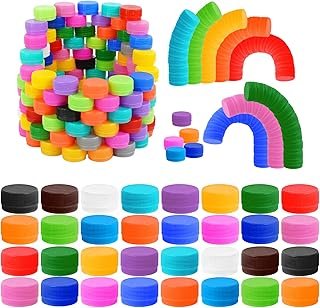 UCEHIPAW 520 Pcs Colorful Plastic Bottle Caps Assorted Colors Plastic Sm...