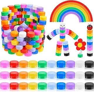 Thyle 500 Pcs Colorful Plastic Bottle Caps for DIY Craft Assorted Colors...