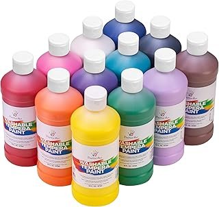 Washable Paint for Kids – 12 Colors, 16 oz Bottles – Non-Toxic, Made in ...
