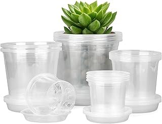 4/5/6/7 Inch Clear Nursery Pots for Plants with Sacuers 20 Pack, Plastic...