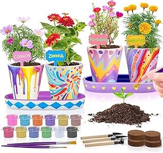 4 Set Paint & Plant Flower Gardening Kit - Gifts for Girls Ages 8-12, Ar...