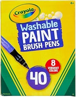 Crayola No-Drip Paint Brush Pens, Assorted Colors Set, 40 Count, Creativ...