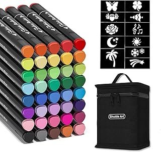 Shuttle Art Fabric Markers Pens, 40 Colors Dual Tip Fabric Markers Perma...
