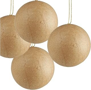 Paper Mache Round Ball Ornaments - Pack of 6 DIY Premade Papier Mache 2-...