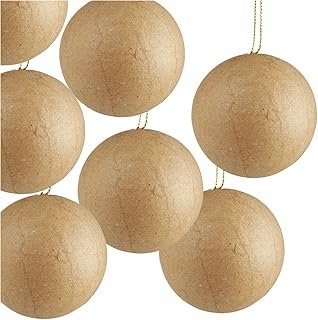 Paper Mache Round Ball Ornaments - Pack of 12 DIY Premade Papier Mache 2...