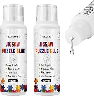YAKAMOZ Jigsaw Puzzle Glue with Sponge Head for Adults Clear Water-Solub...