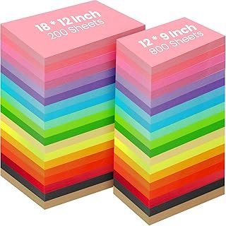 Yeaqee 1000 Sheets Colored Construction Paper Bulk 8.5 x 11'' and 12 x 1...