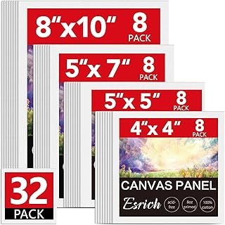ESRICH Canvas for Painting, 32 Pack Multi-Size Canvas Boards for Paintin...
