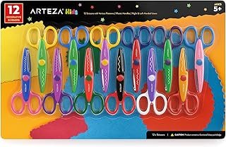 Arteza Kids Decorative Scissors, Set of 12, 5.5 Inches, Craft Scissors w...