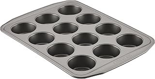 Circulon Nonstick Bakeware 12-Cup Muffin Tin, Gray, Steel