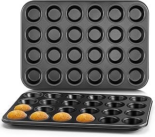 E-far 2 Pack Mini Muffin Pan - Nonstick 24-Cup Carbon Steel Cupcake Tin ...