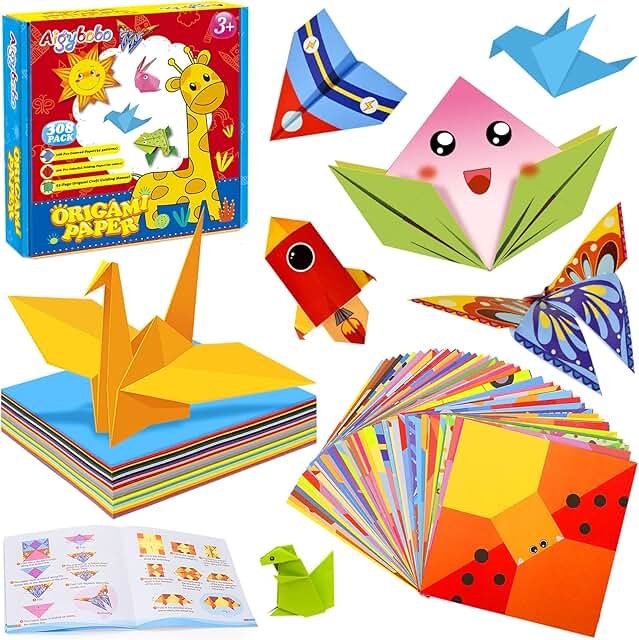 Aigybobo Origami Paper Set, 308PCS Kids Craft Paper Kit with Instruction...