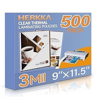 HERKKA 500 Pack Laminating Sheets, Holds 8.5 x 11 Inch Sheets, 3 Mil Cle...
