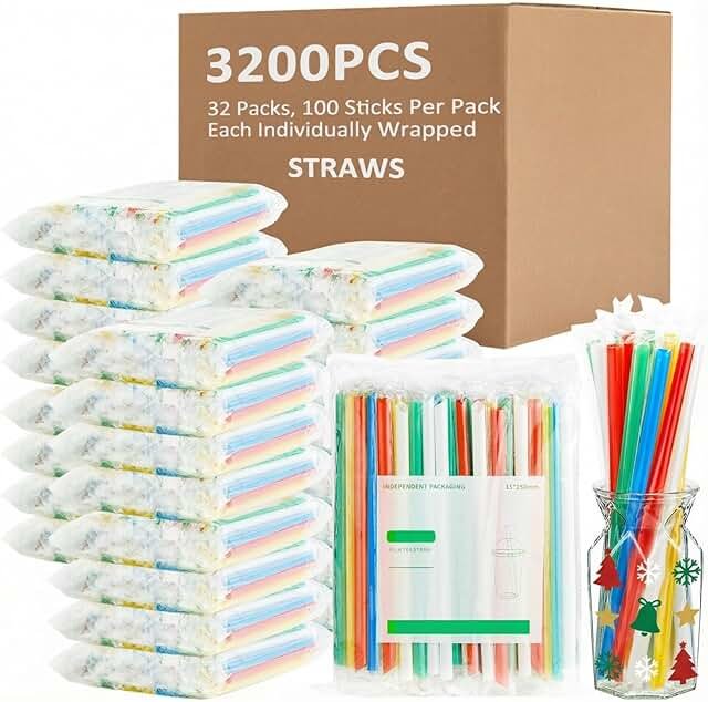 Tessco for you 3200 Pcs 9.84 Inch Jumbo Smoothie Straws Bulk 10 mm Large...