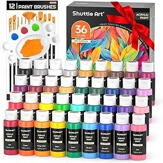 Shuttle Art Acrylic Paint Set, 36 Colors Acrylic Paint with Brushes & Pa...
