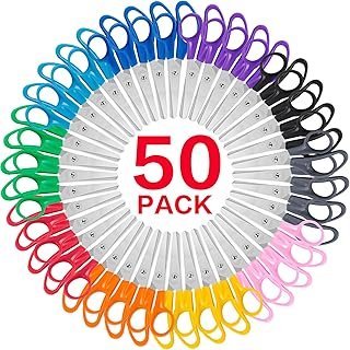 50 Pack Kids Scissors, 5 Inch Bulk Scissors for School, Blunt Tip for Ch...