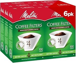 Melitta #4 Cone Coffee Filters, White, 100 Count (Pack Of 6), 600 Total ...