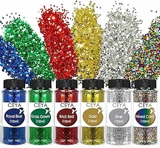 Ceya Bulk Chunky Glitter 6 Assorted Colors, 4.23OZ Each Jar Crafts Chris...